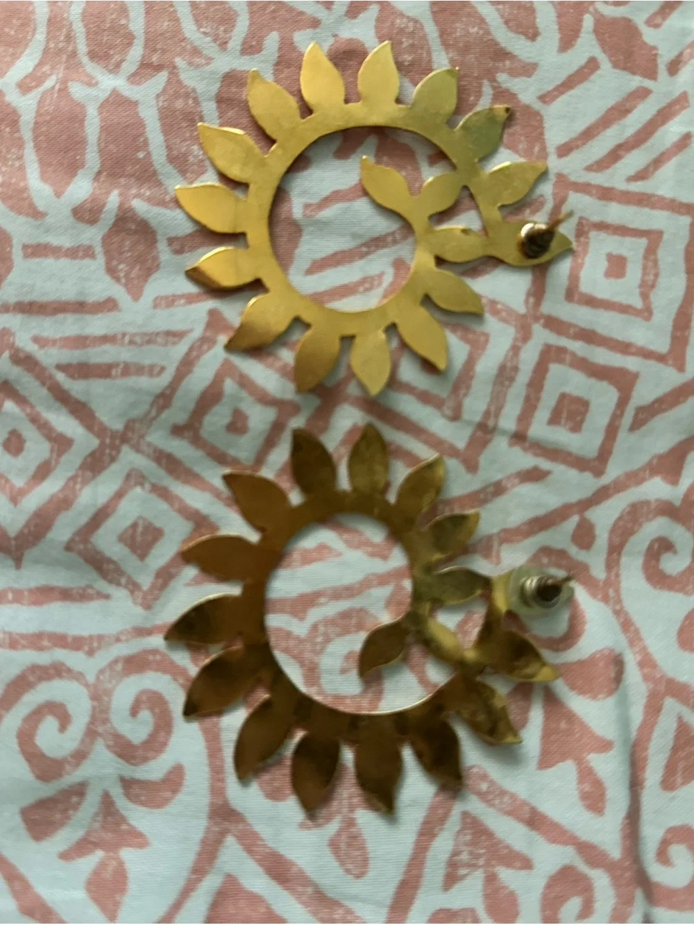 Colombian Gold Leaf Sun Earrings One Pair